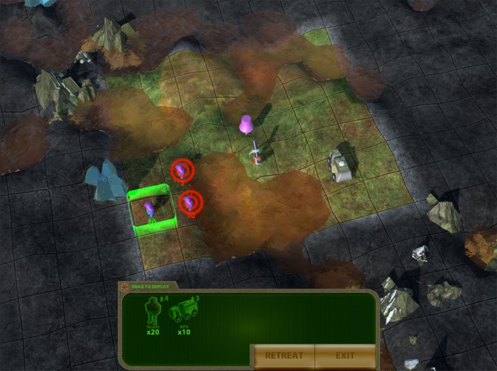Efter at have sat en enhed i spil kan man angribe de af fjendens enheder der er inden for din angrebs zone (denne har forskellige form afh. af enheden)